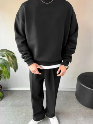 Baskılı Oversize Bisiklet Yaka Sweatshirt